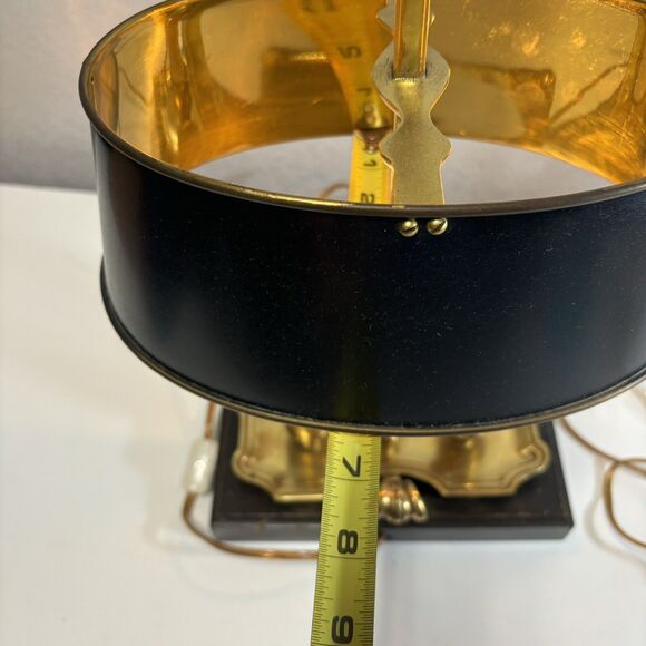 Black Shade Bouillette Lamp 2 Candlestick Lights Gold Brass Tone - Picture 12 of 16